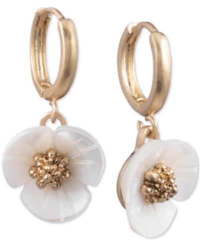 lonna & lilly серьги-подвески Gold-Tone Imitation Mother-of-Pearl Flower Drop Small