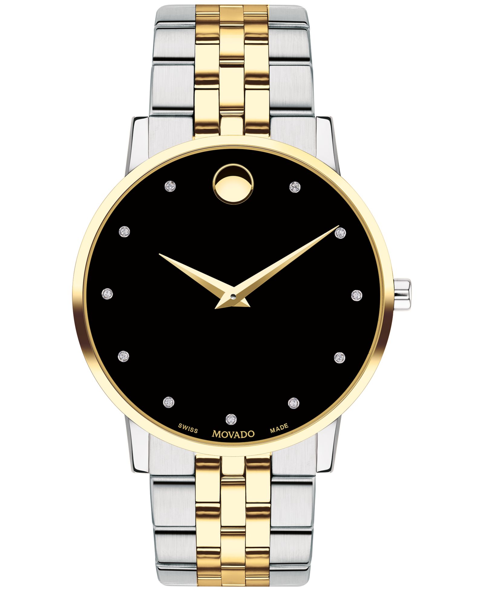 Movado Men's Swiss Museum Classic Diamond-Accent Two-Tone PVD Stainless Steel Bracelet Watch 40mm