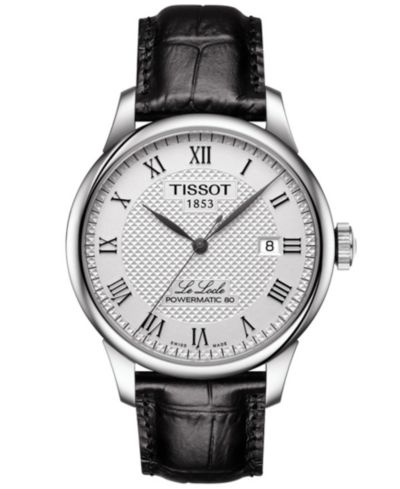 Мужские часы Tissot T-Classic Le Locle Powermatic 80 Swiss Automatic с черным кожаным ремешком 39.3mm