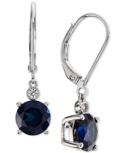 Lab-Grown Sapphire (2-7/8 ct. t.w.) & White Sapphire Accent Drop Earrings in Sterling Silver (Also Available in Lab-Grown Ruby)