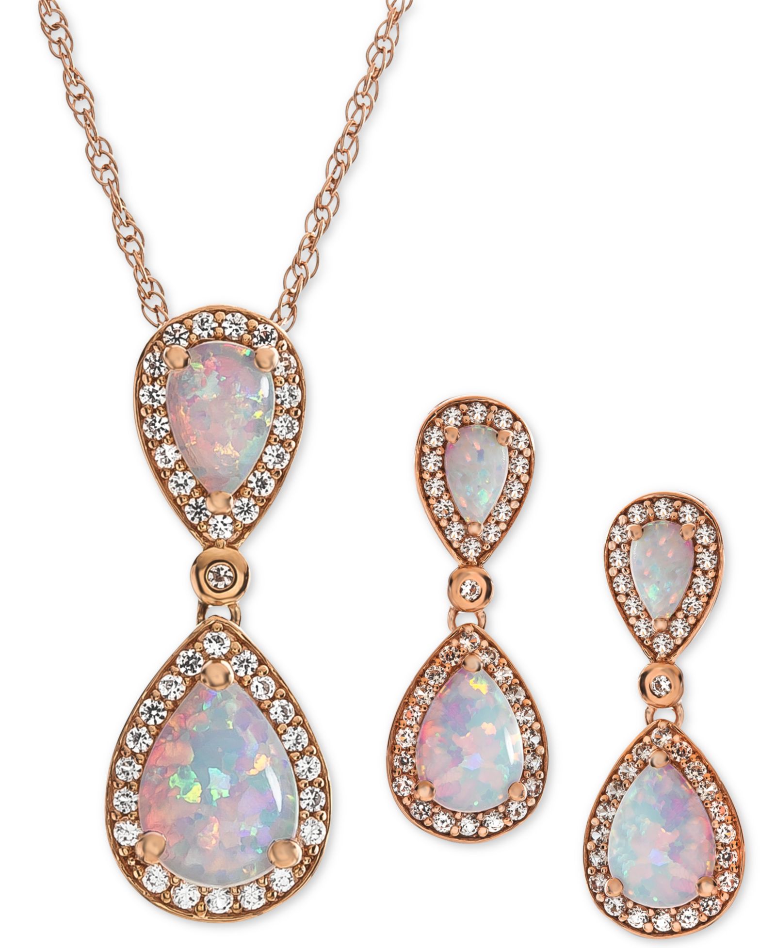 2-Pc. Set Lab-Grown Sapphire (4 ct. t.w.) & White Sapphire (2-1/6 ct. t.w.) Pendant Necklace & Drop Earrings in Sterling Silver (Also Available in Ruby & Opal)