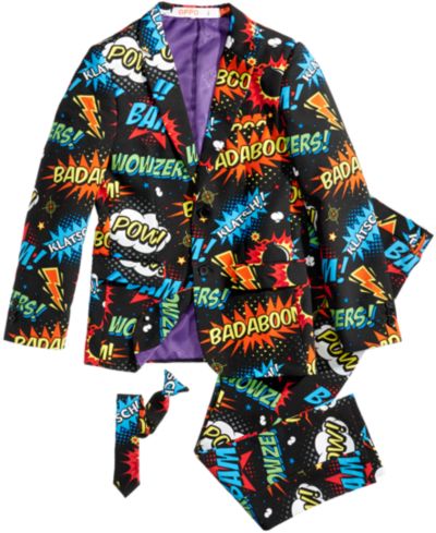 OppoSuits Boys' 2T-8 Badaboom Jacket, Pants with Tie, 3-Piece Set