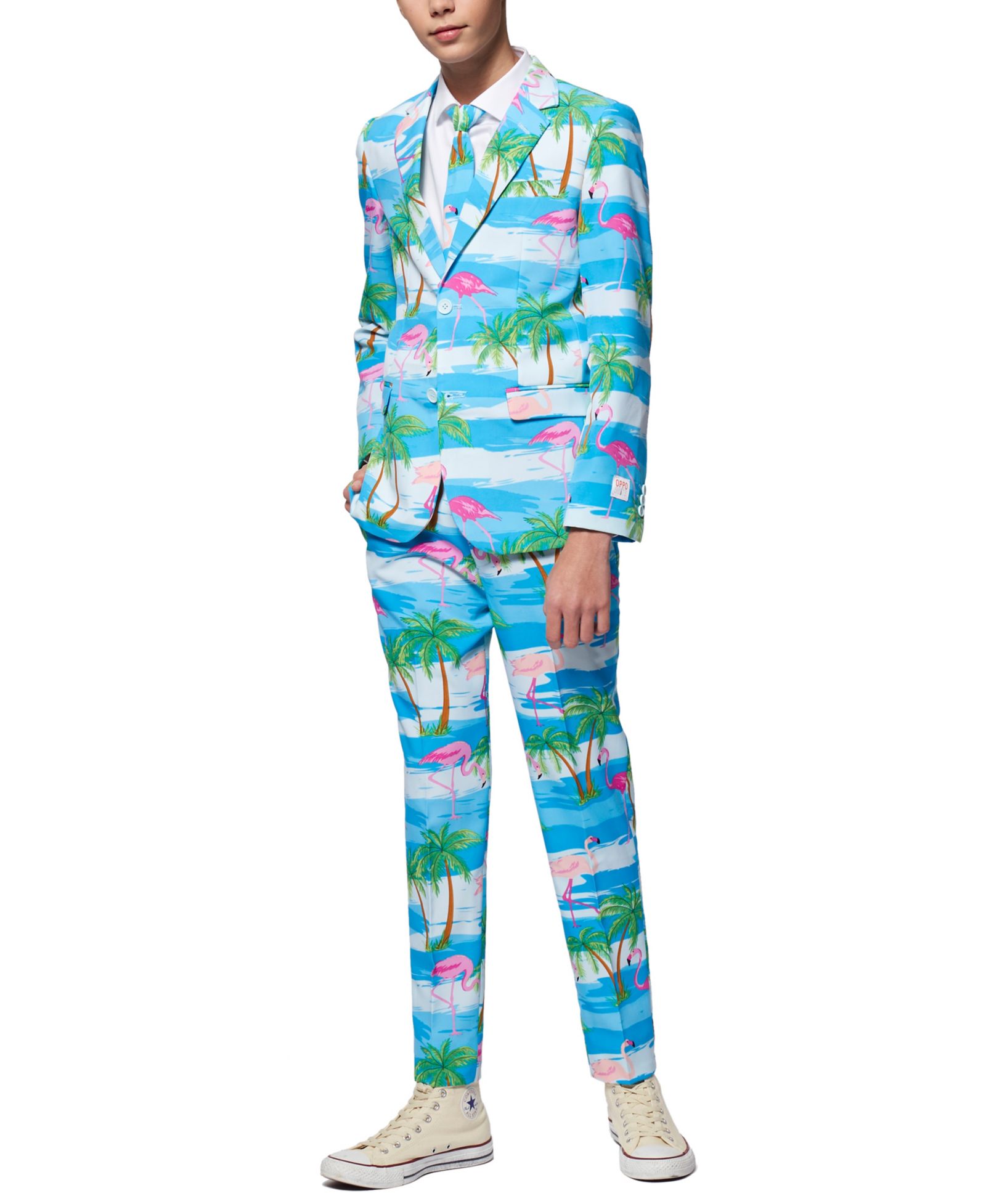Костюм OppoSuits для подростков с принтом фламинго, включая пиджак, брюки и галстук