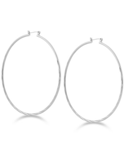 GUESS текстурные большие серьги-кольца, 2 3/4"