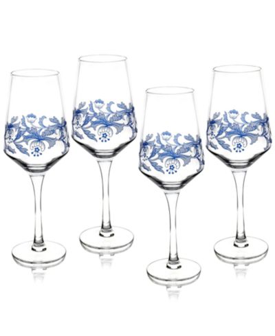 Spode Blue Italian Wine Glasses, Set of 4