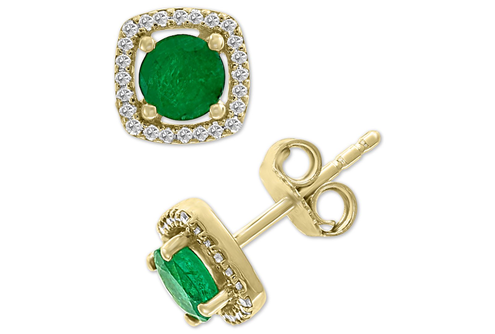 EFFY Collection серьги-гвоздики с изумрудом и бриллиантом в золоте 14k