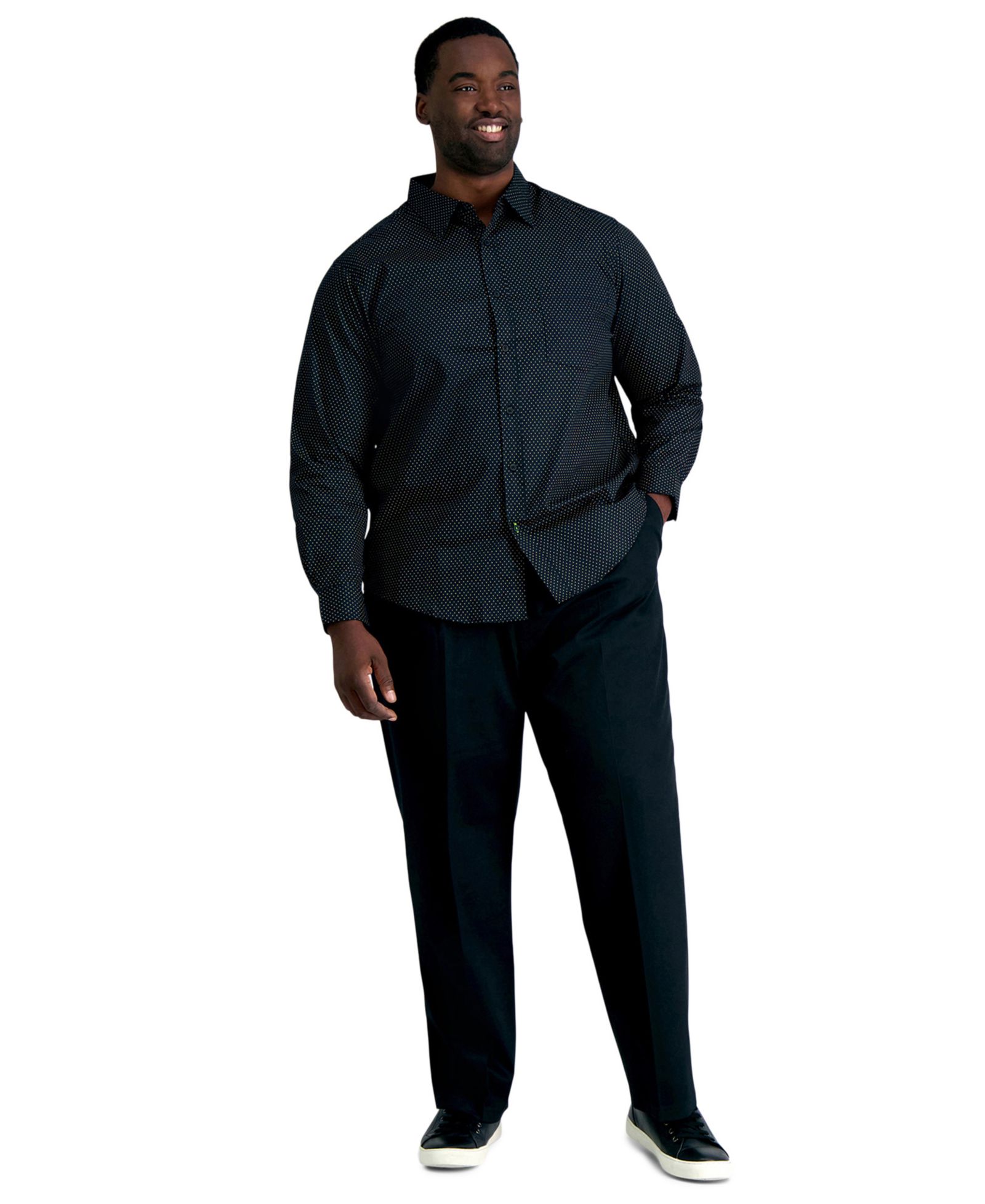 Брюки Haggar Men's Big & Tall Premium No Iron Khaki Classic-Fit Pleated Hidden Expandable Waistband