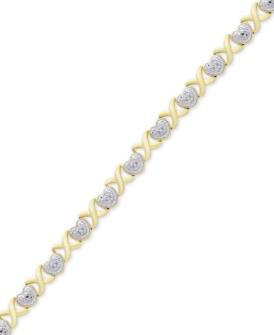 Macy's Браслет с сердечком и звеньями Silver Plate, Gold Plate или Rose Gold Plate