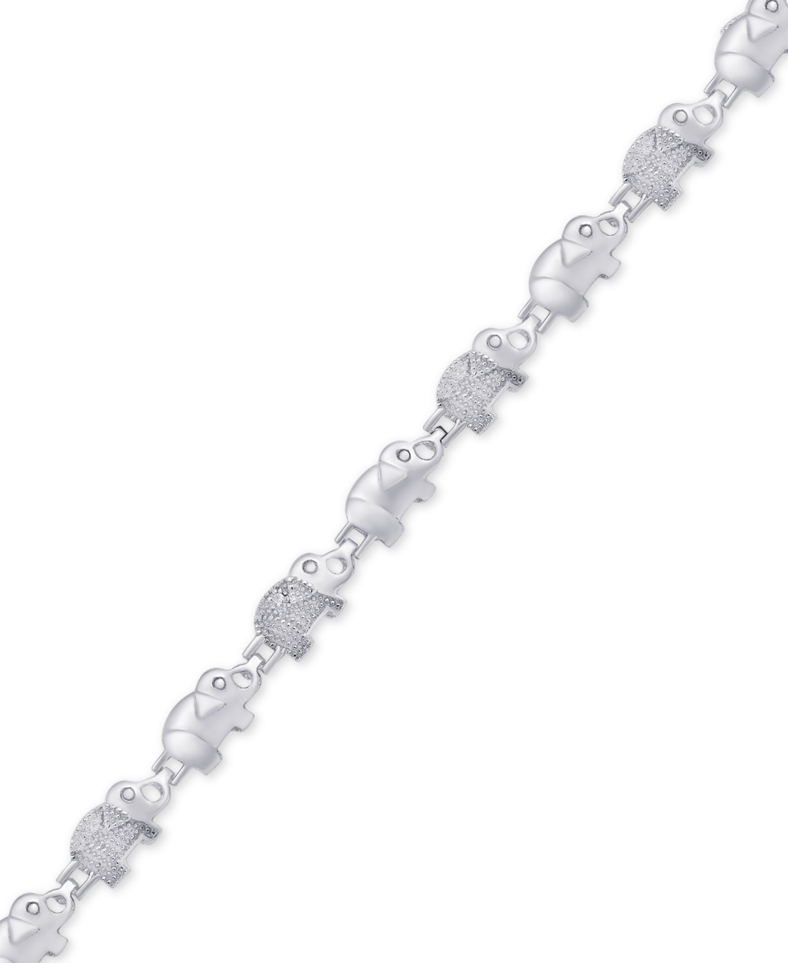 Diamond Accent Elephant Bracelet in Silver-Plate