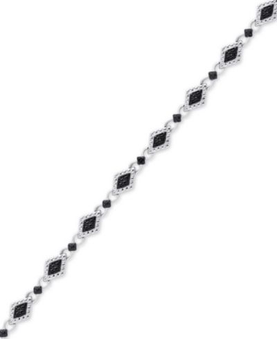Серебряное браслет с акцентами из бриллиантов и звеньями Marquise