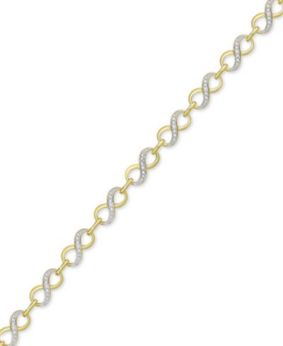 Браслет Infinity Link с акцентом из бриллиантов, 18k золото поверх серебра
