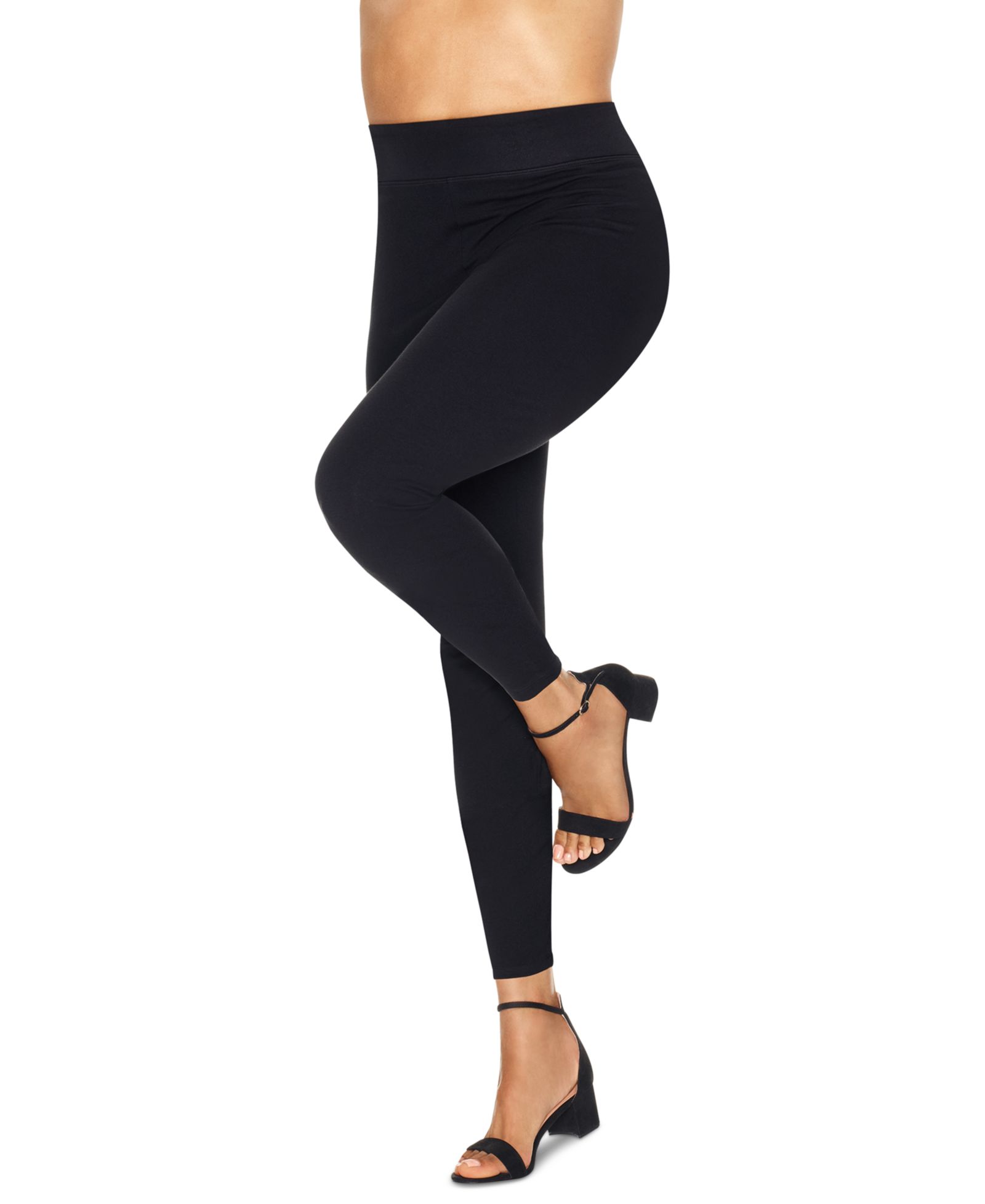 Hanes Curves Plus Size непрозрачные колготки без стопы, черный цвет