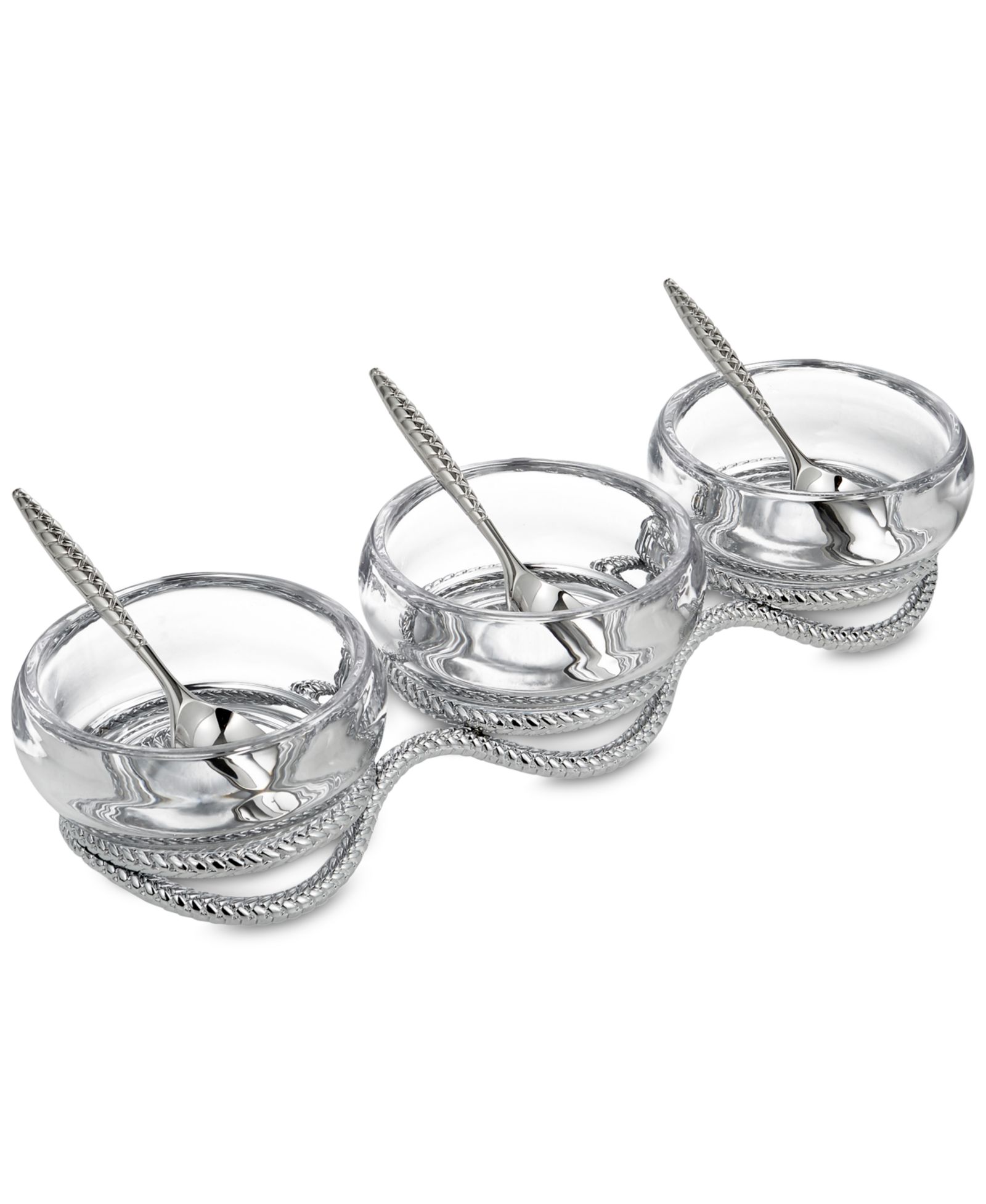 Nambé Braid Triple Condiment Set with Spoons