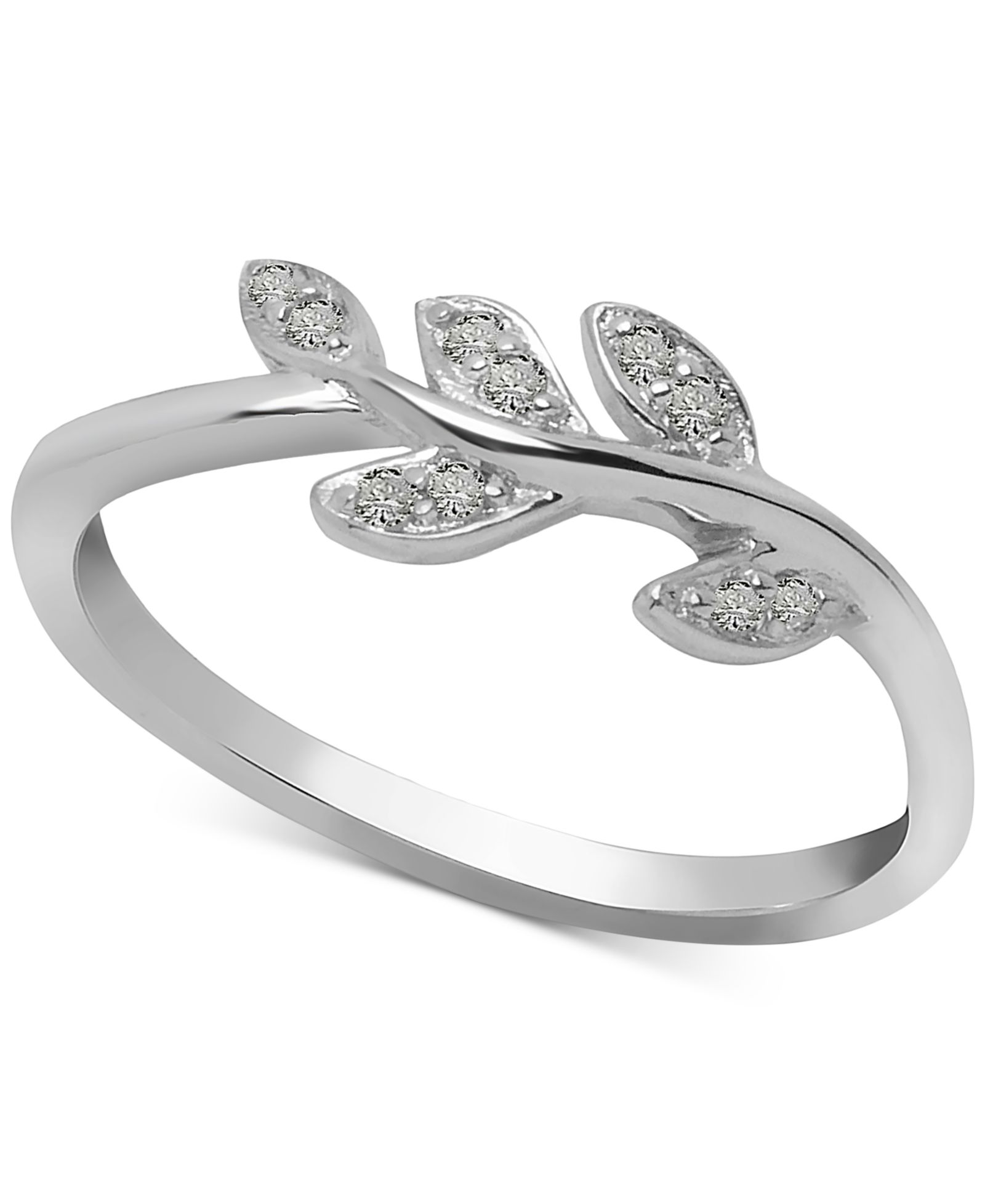 Diamond Leaf Vine Ring (1/10 ct. t.w.) in Sterling Silver