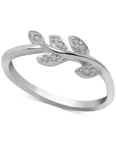 Diamond Leaf Vine Ring (1/10 ct. t.w.) in Sterling Silver