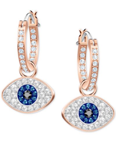 Swarovski Серьги-кольца с кристаллами Rose Gold-Tone Crystal Evil Eye Small