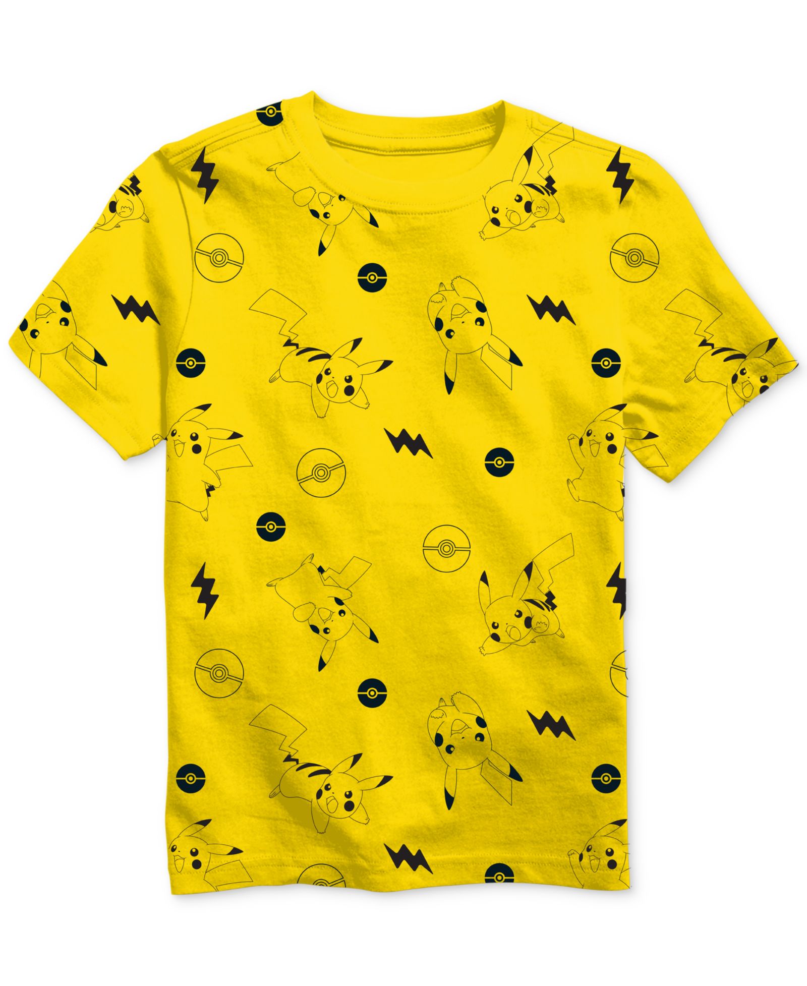Pokémon Big Boys Pikachu All Over Print Crewneck T-Shirt