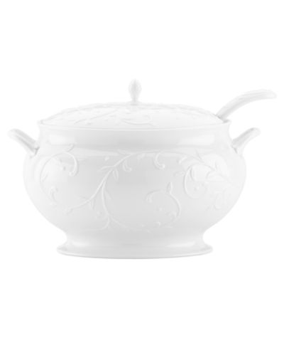 Lenox Opal Innocence Carved Covered Soup Tureen with Ladle