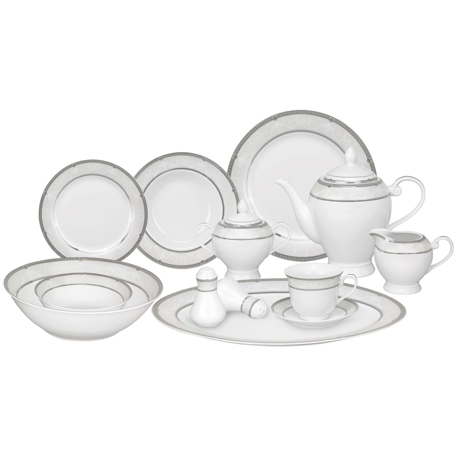 Lorren Home Trends Bolla 57 Piece Dinnerware Set, Service for 8
