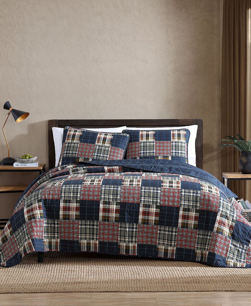 Eddie Bauer Madrona Plaid двусторонний стеганый комплект для постели, 3 части, King