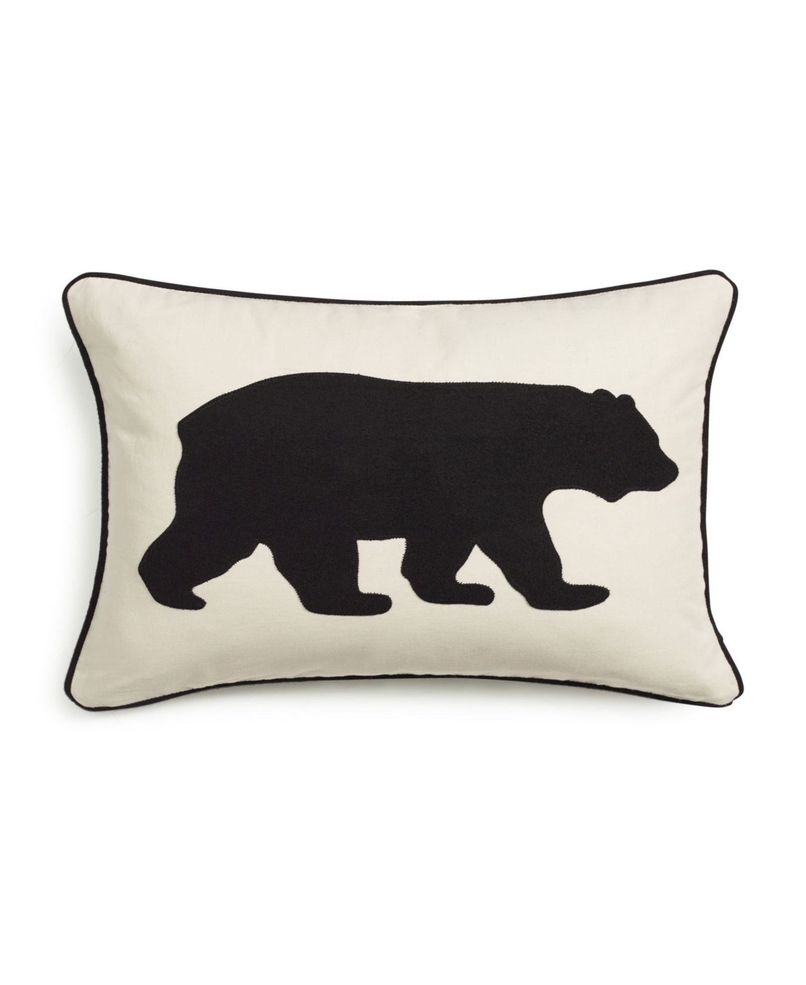 Eddie Bauer Bear Applique Grey Felt Decorative Pillow, 16" x 20"