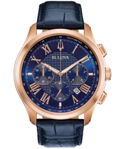 Bulova Мужские часы Chronograph Wilton Blue, кожаный ремешок, 46.5mm
