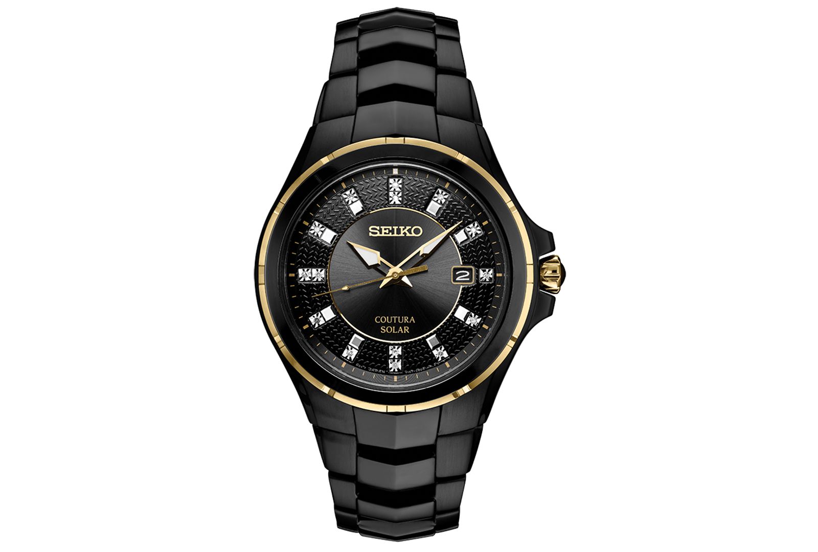 Мужские часы Seiko Coutura Diamond-Accent Black Stainless Steel Bracelet 42.5mm