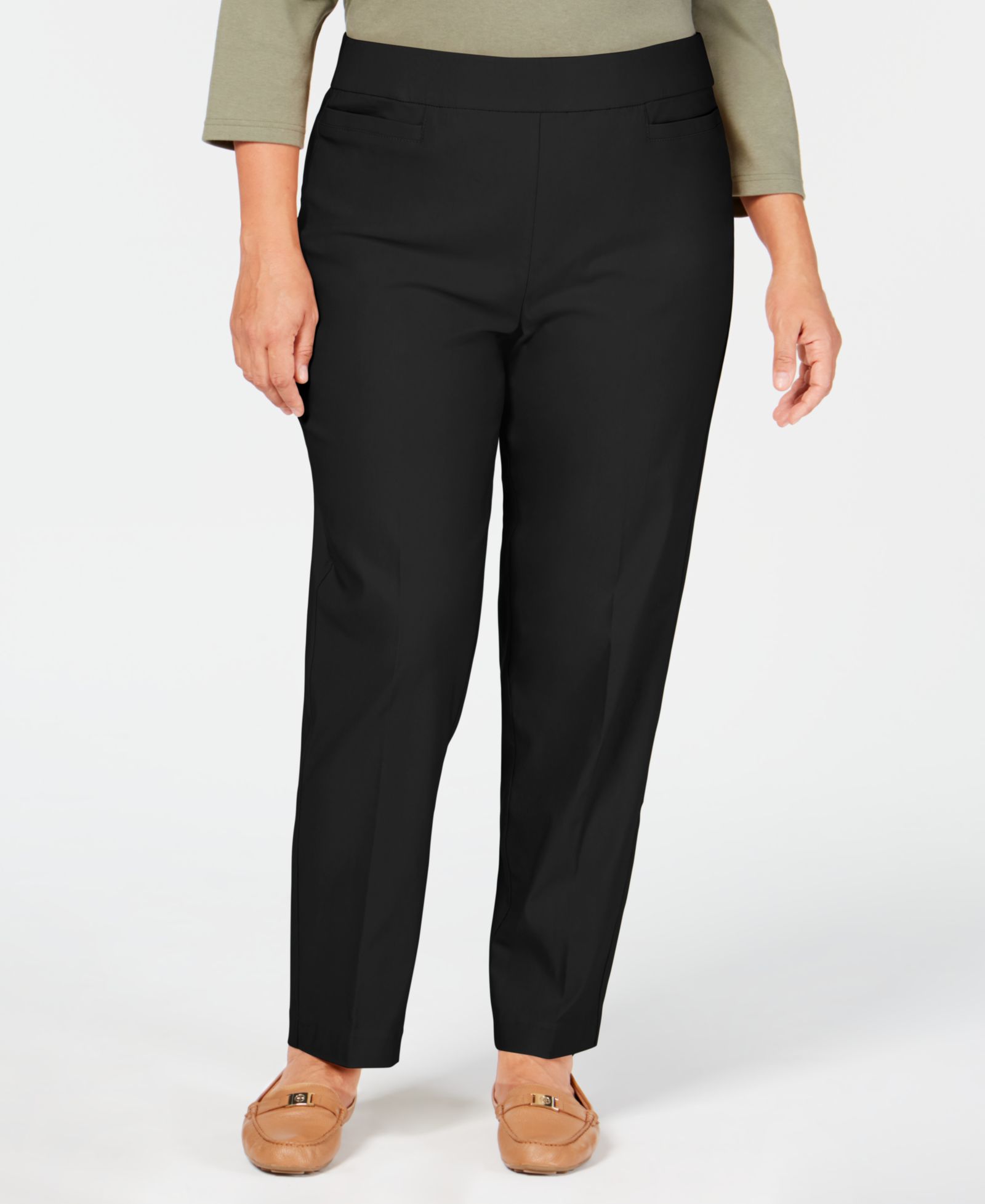 Alfred Dunner Plus Size Classic Allure Tummy Control Pull-On Average Length Pants