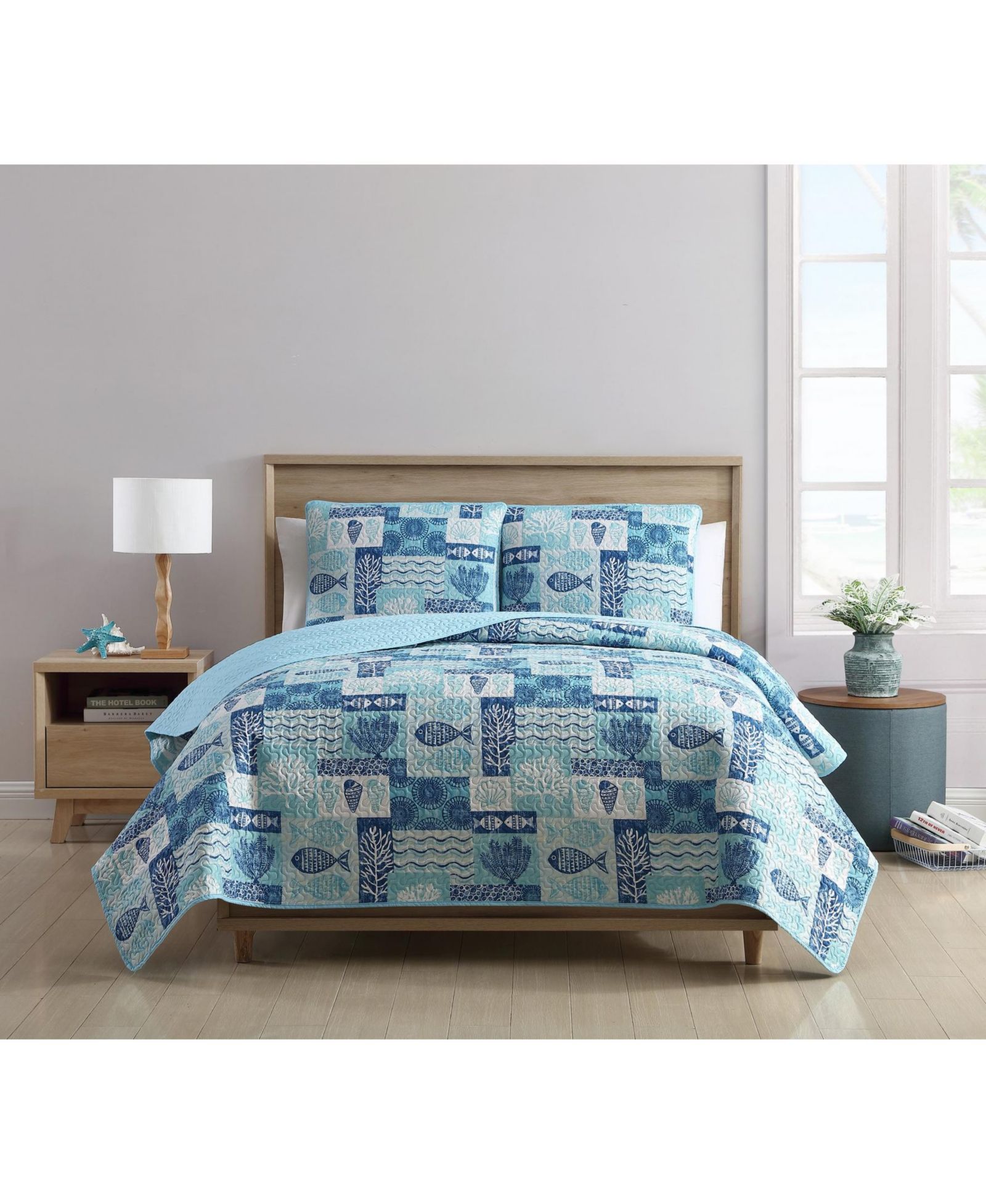 VCNY Home комплект стеганых одеял Patchwork Sea Life на 3 предмета, двусторонний, размер King