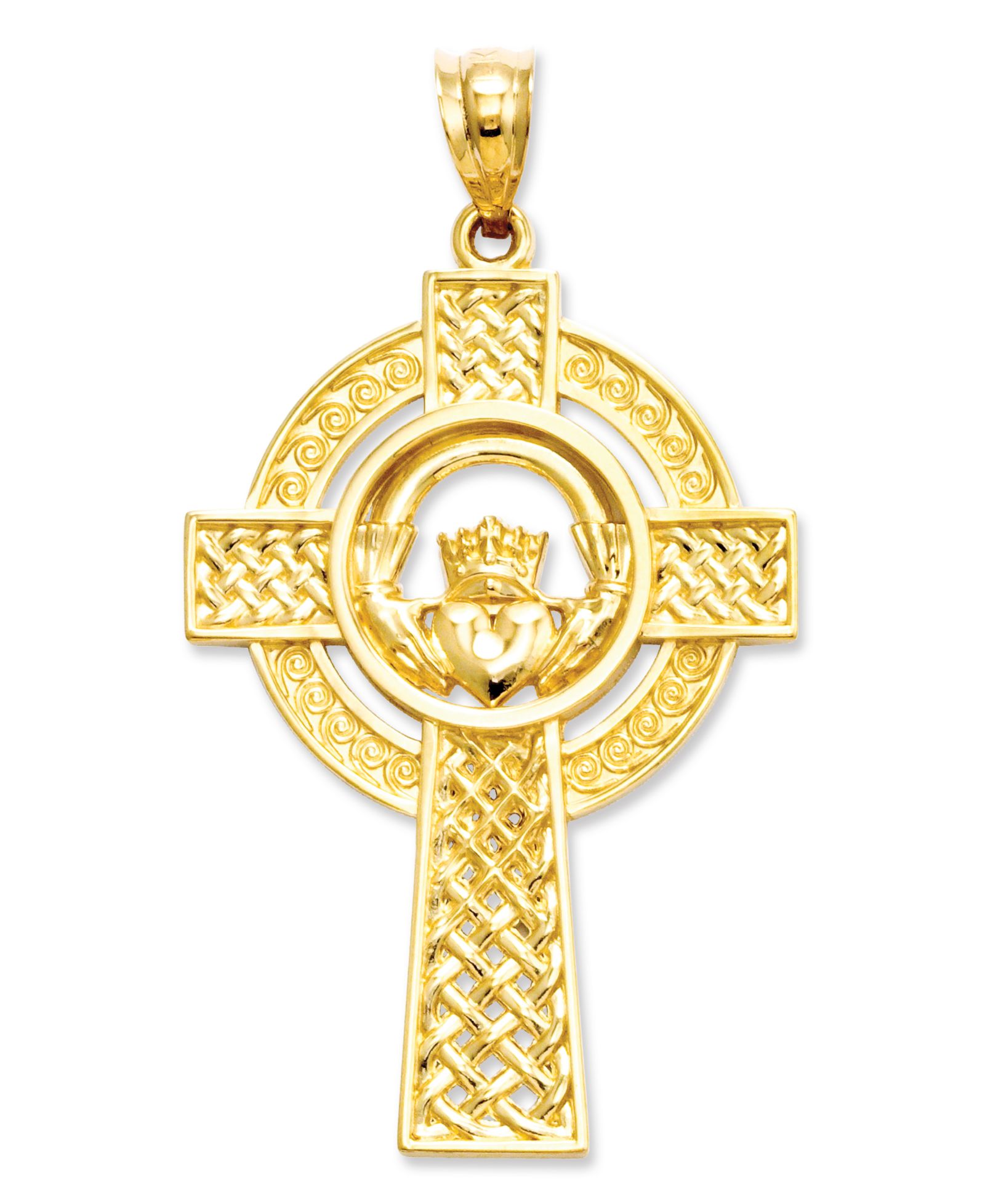 Macy's подвеска из 14k Gold, кельтский крест Claddagh