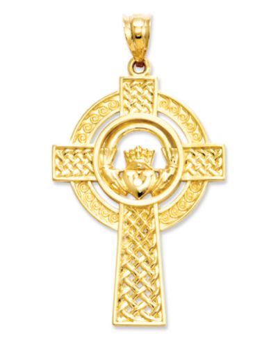 Macy's подвеска из 14k Gold, кельтский крест Claddagh