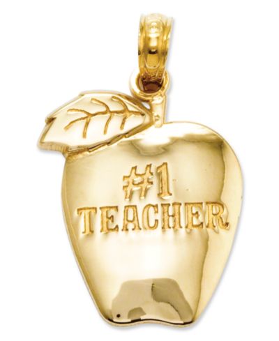 Macy's подвеска 14k Gold Charm Number 1 Teacher Apple
