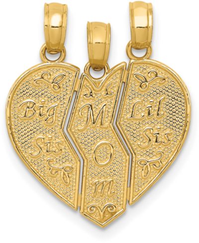 14k Gold Charm, Break Apart Big Sis, Mom and Lil Sis Charm