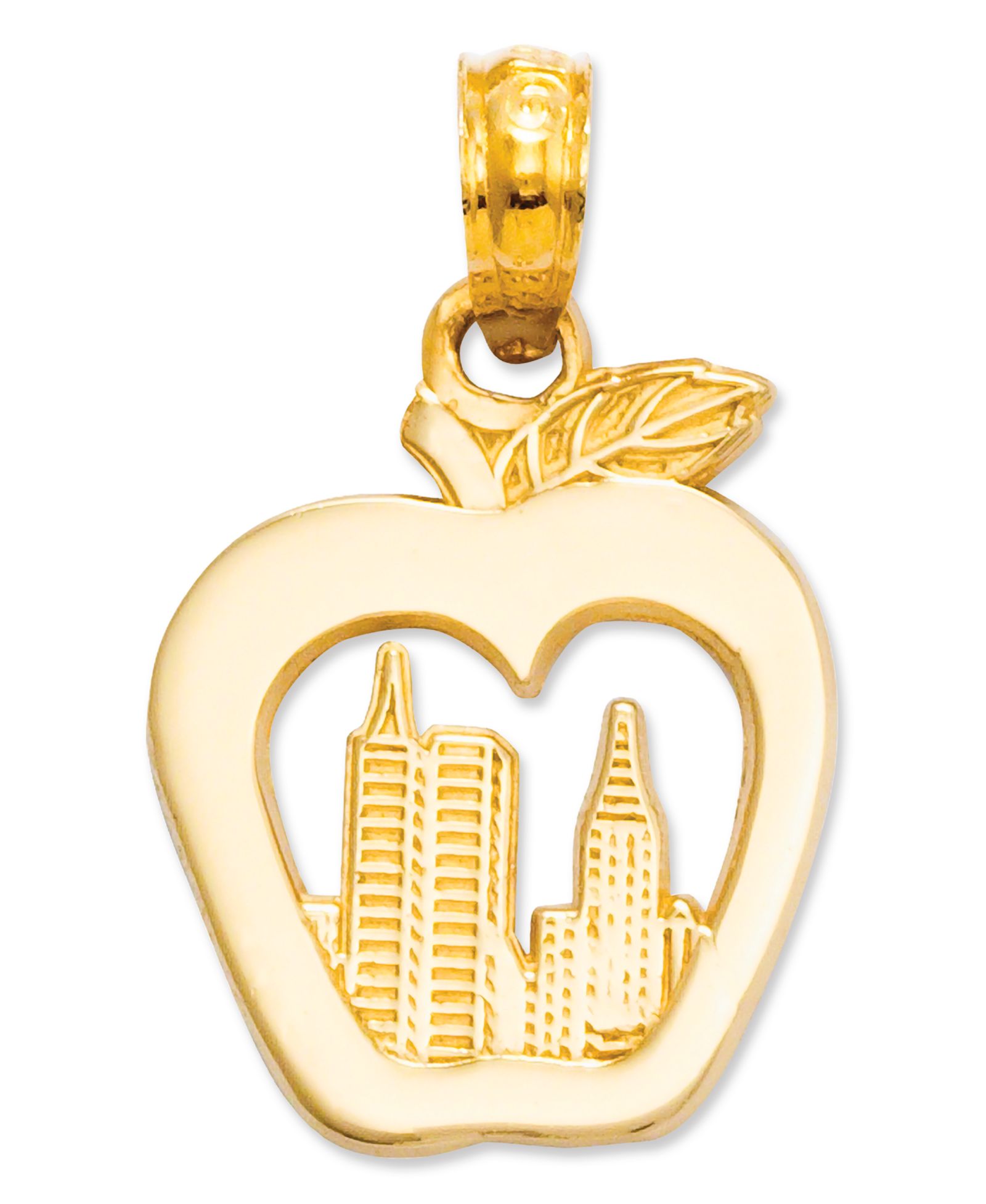 Подвеска 14k Gold Charm New York Skyline в форме Apple