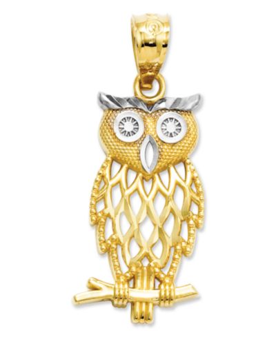 Подвеска Macy's 14k Gold and Sterling Silver Charm, Owl Charm