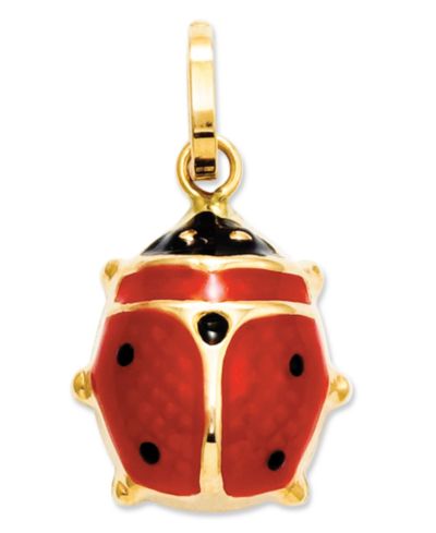 Подвеска-шарм 14k Gold Red Enamel Ladybug