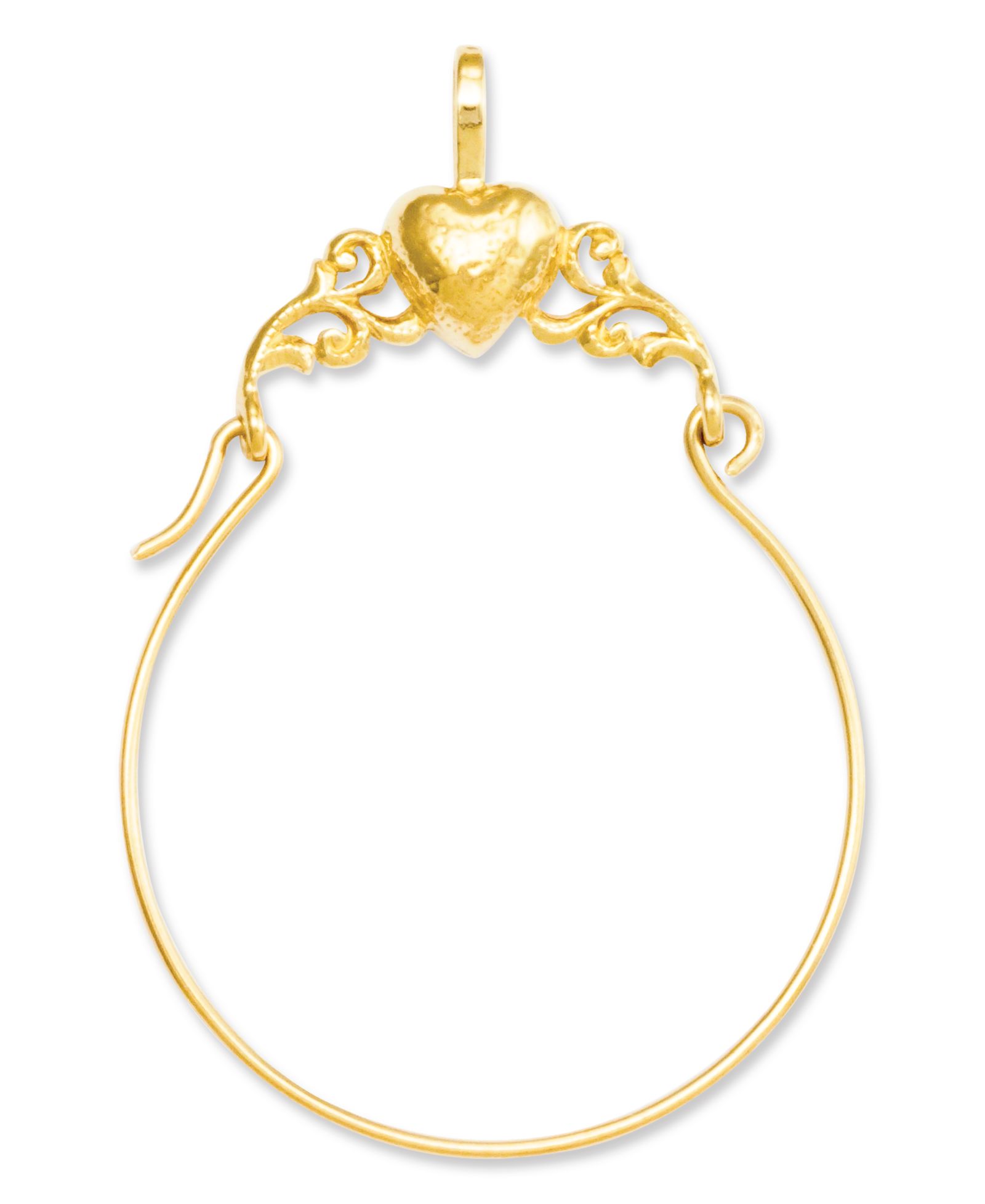 Держатель для шармов 14k Gold Charm Holder, Polished Heart Charm Holder