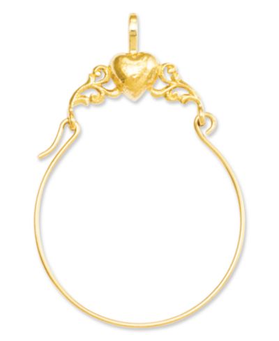 Держатель для шармов 14k Gold Charm Holder, Polished Heart Charm Holder