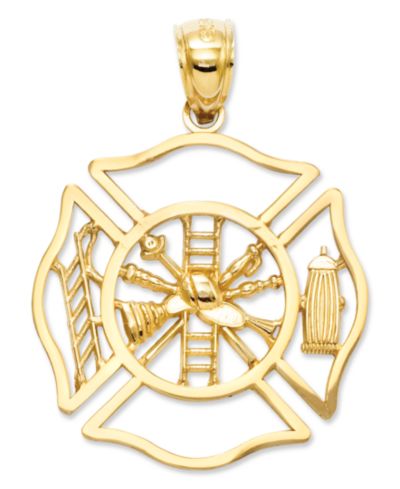 Подвеска из 14k золота, шарм Fireman Shield