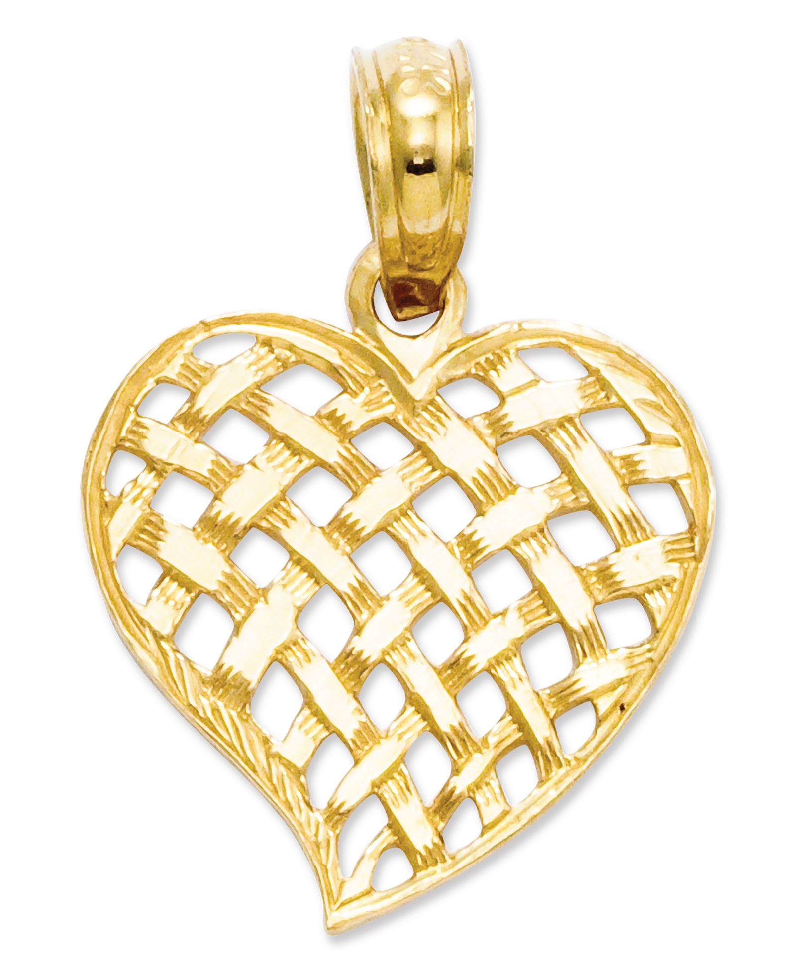 Подвеска 14k Gold Charm, Basket Weave Heart Charm