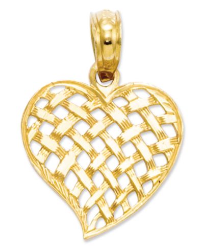 Подвеска 14k Gold Charm, Basket Weave Heart Charm