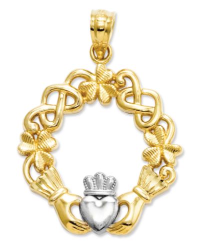 Шарм Claddagh из 14k Gold и стерлингового серебра