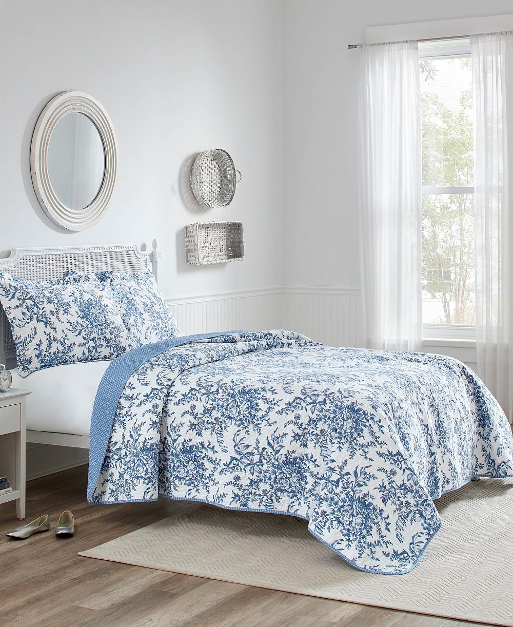 Laura Ashley Bedford Cotton Reversible 3-Pc. Quilt Set, King