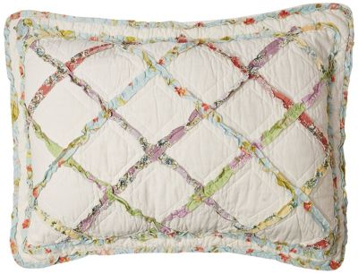 Laura Ashley Ruffle Garden Appliqued Diamond Cotton Sham, Standard