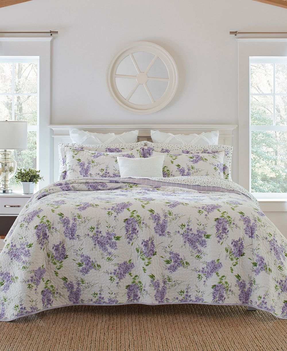 Laura Ashley Keighley Cotton Reversible 2 Piece Quilt Set, Twin