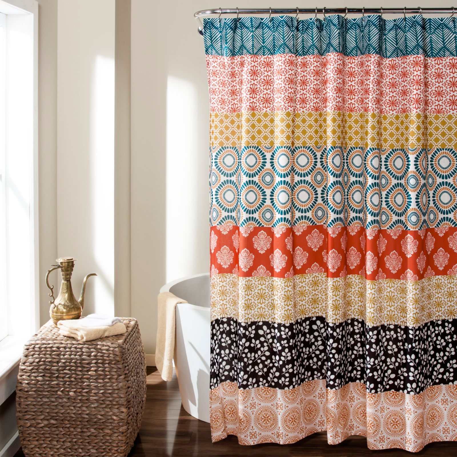 Lush Décor Bohemian Stripe Shower Curtain, 72" x 72"