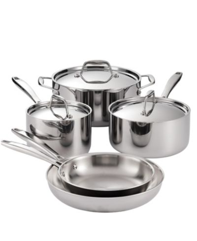Tramontina Signature 8-Pc Tri-Ply Clad Stainless Steel Cookware Set with Lids