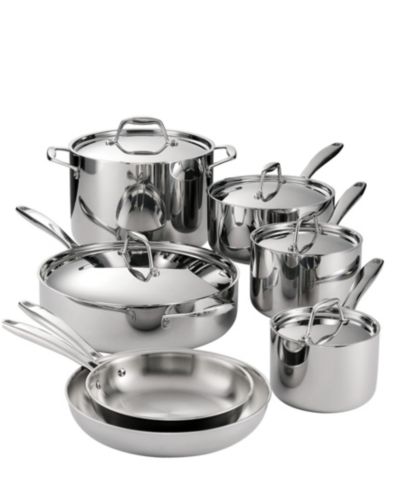 Tramontina Signature 12-Piece Tri-Ply Clad Stainless Steel Cookware Set with Lids