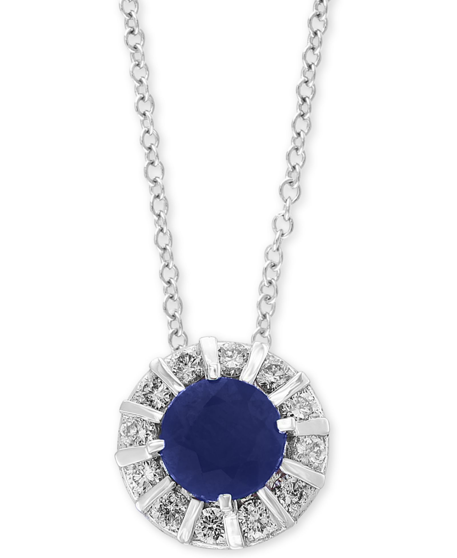EFFY® Sapphire (3/4 ct. t.w) & Diamond (1/4 ct. t.w) 18" Pendant Necklace in 14K White Gold (Also Available in Emerald and Ruby)