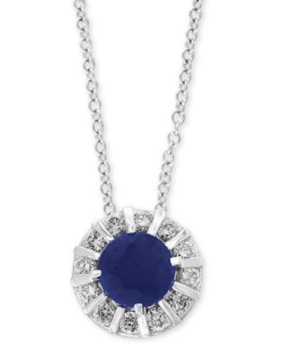 EFFY Подвеска с сапфиром и бриллиантом в белом золоте 14K